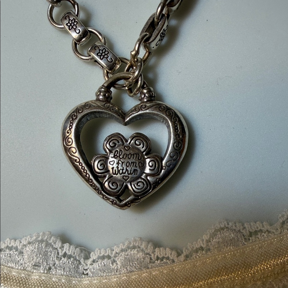 Brighton Heart Pendant Necklace with Flower Design 150 - Picture 3 of 7
